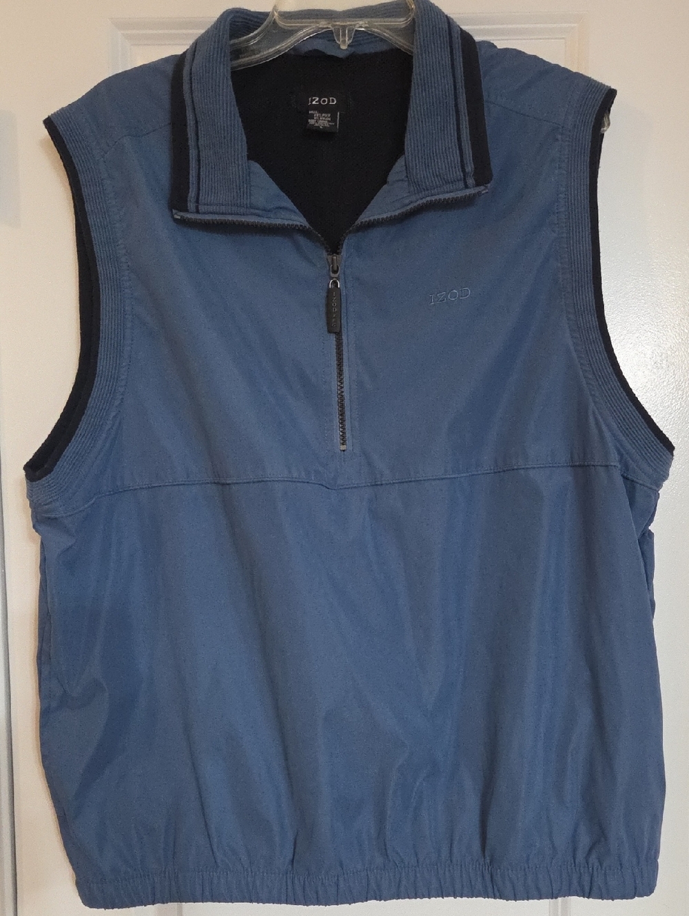 Izod Navy and Steel Blue Sleeveless Quarter-Zip Wind Vest
